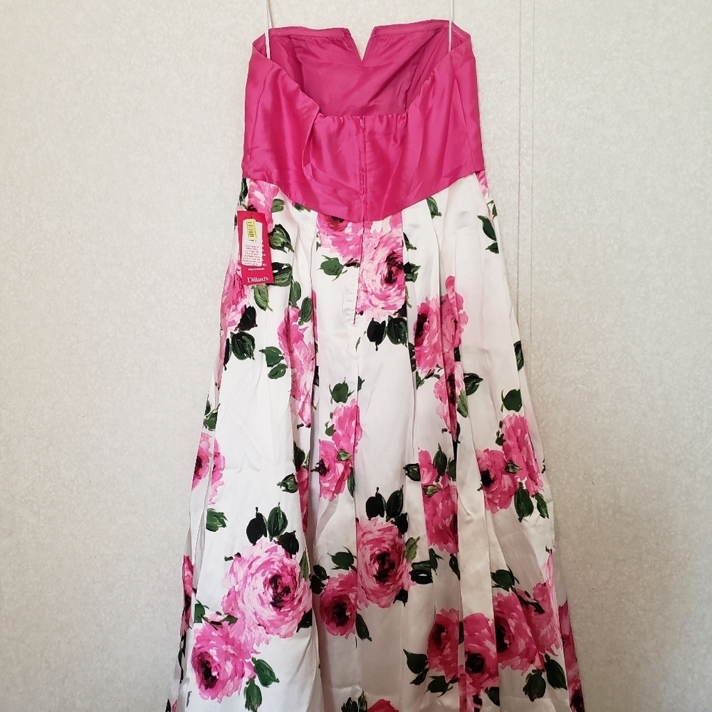 NEW FLORAL STRAPLESS DRESS SIZE:15 - Picture 2 of 12
